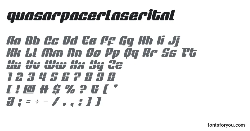 Quasarpacerlaseritalフォント–アルファベット、数字、特殊文字