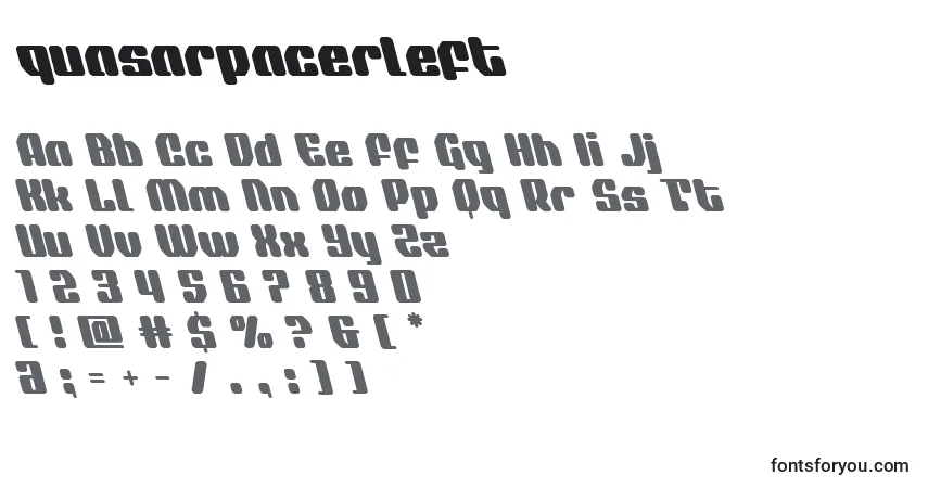 Quasarpacerleft-fontti – aakkoset, numerot, erikoismerkit
