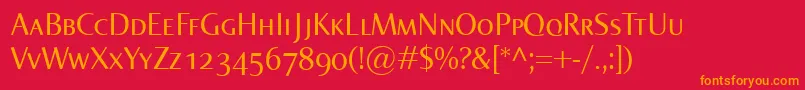 フォントNormaSmallcaps – 赤い背景にオレンジの文字