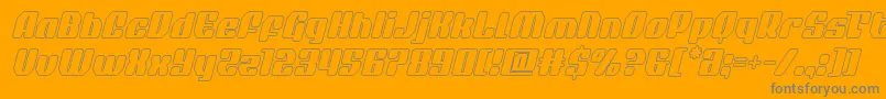 quasarpaceroutital-Schriftart – Graue Schriften auf orangefarbenem Hintergrund