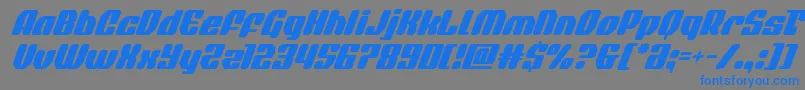 フォントquasarpacersuperital – 灰色の背景に青い文字