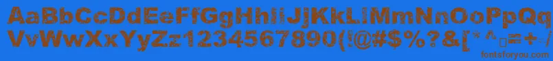 フォントQuasart – 茶色の文字が青い背景にあります。