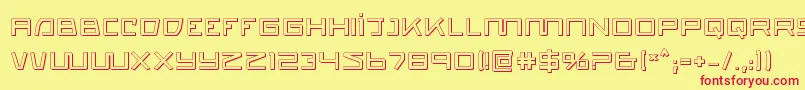 フォントquasitron3d – 赤い文字の黄色い背景