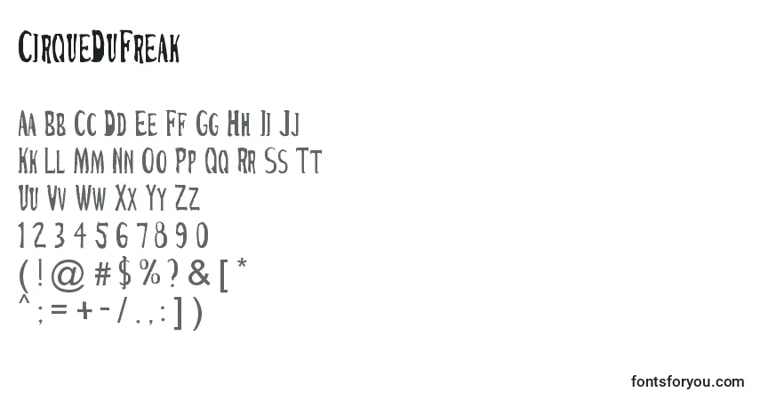 CirqueDuFreak Font – alphabet, numbers, special characters