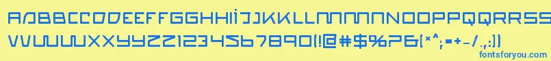 フォントquasitronb – 青い文字が黄色の背景にあります。