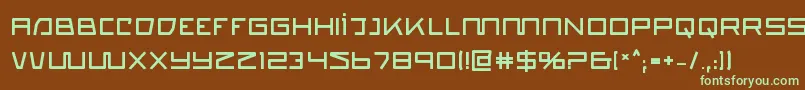 フォントquasitronb – 緑色の文字が茶色の背景にあります。