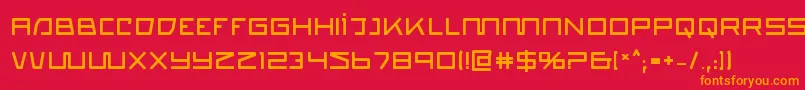 フォントquasitronb – 赤い背景にオレンジの文字