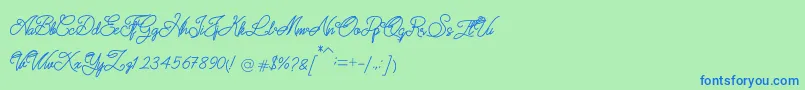QUATTRO Font – Blue Fonts on Green Background