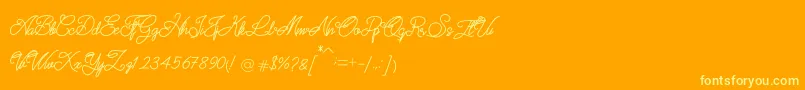 QUATTRO-Schriftart – Gelbe Schriften auf orangefarbenem Hintergrund