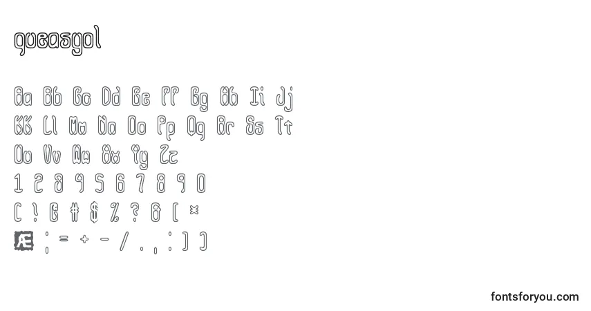 Queasyol (137728)-fontti – aakkoset, numerot, erikoismerkit