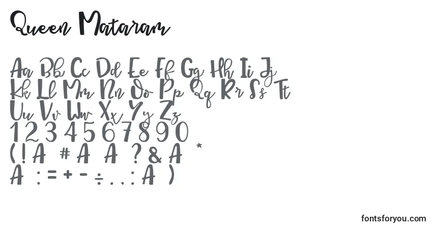 Шрифт Queen Mataram – алфавит, цифры, специальные символы