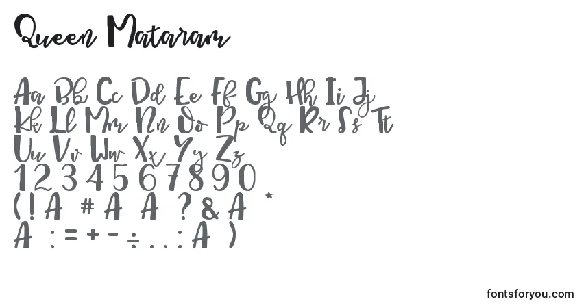 Queen Mataram (137732)フォント–アルファベット、数字、特殊文字