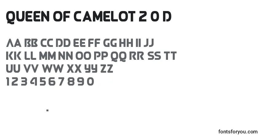 A fonte Queen of Camelot 2 0 D – alfabeto, números, caracteres especiais
