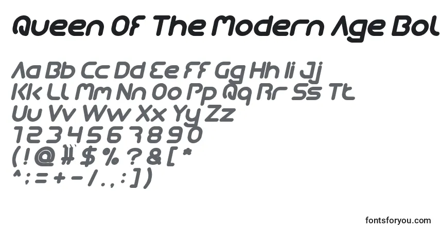 Czcionka Queen Of The Modern Age Bold Italic – alfabet, cyfry, specjalne znaki
