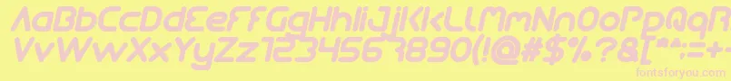 フォントQueen Of The Modern Age Bold Italic – ピンクのフォント、黄色の背景