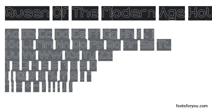 Czcionka Queen Of The Modern Age Hollow inverse – alfabet, cyfry, specjalne znaki