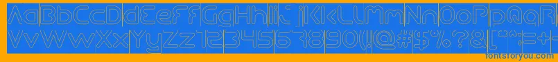 Queen Of The Modern Age Hollow inverse-Schriftart – Blaue Schriften auf orangefarbenem Hintergrund