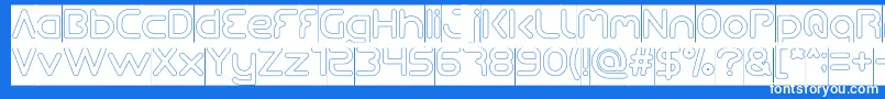 Queen Of The Modern Age Hollow inverse-Schriftart – Weiße Schriften auf blauem Hintergrund