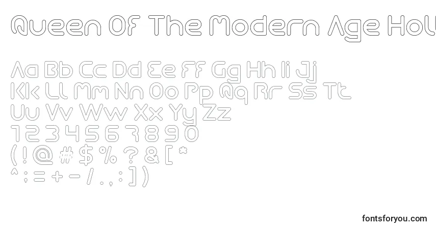 Queen Of The Modern Age Hollow-fontti – aakkoset, numerot, erikoismerkit