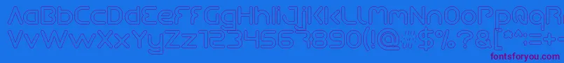 Queen Of The Modern Age Hollow-Schriftart – Violette Schriften auf blauem Hintergrund