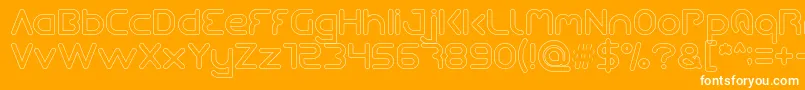 Queen Of The Modern Age Hollow-Schriftart – Weiße Schriften auf orangefarbenem Hintergrund
