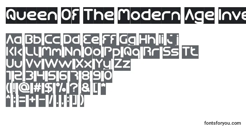 Czcionka Queen Of The Modern Age Inverse – alfabet, cyfry, specjalne znaki