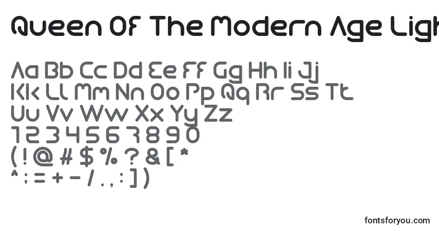 A fonte Queen Of The Modern Age Light – alfabeto, números, caracteres especiais