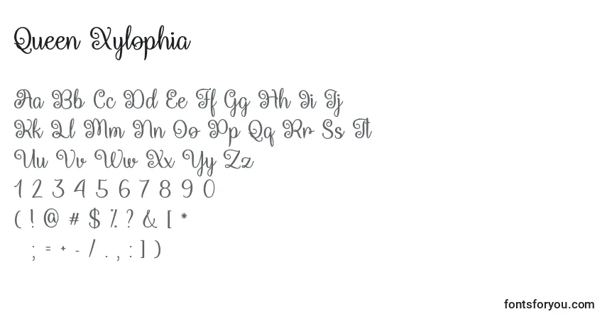 Czcionka Queen Xylophia   – alfabet, cyfry, specjalne znaki
