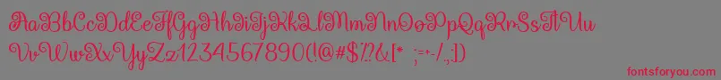 Queen Xylophia  -Schriftart – Rote Schriften auf grauem Hintergrund