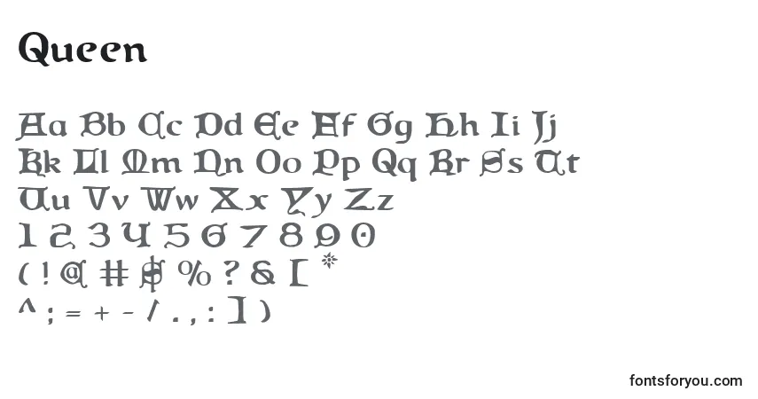 Schriftart Queen (137743) – Alphabet, Zahlen, spezielle Symbole