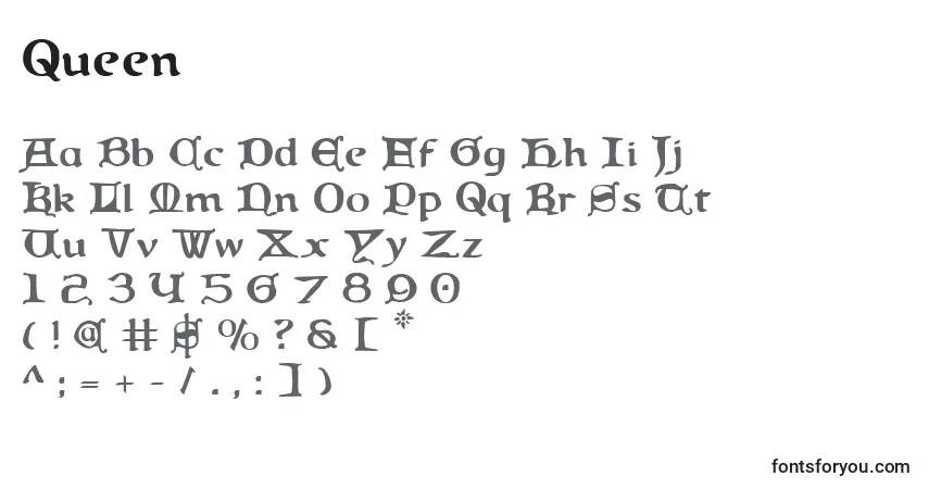 Queen (137743)-fontti – aakkoset, numerot, erikoismerkit