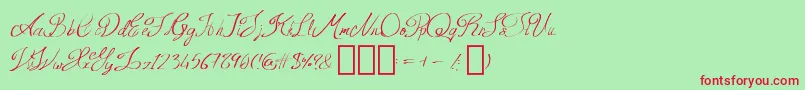 QueenAge Regular-Schriftart – Rote Schriften auf grünem Hintergrund