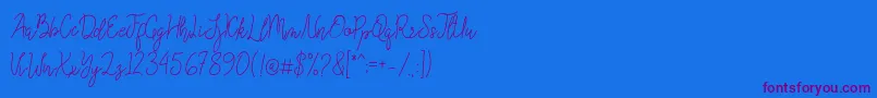 Queenesia-Schriftart – Violette Schriften auf blauem Hintergrund