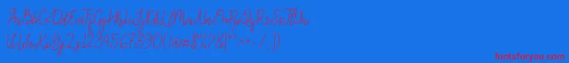 フォントQueenesia – 赤い文字の青い背景