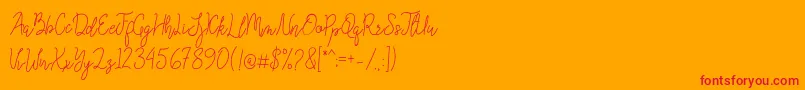 Queenesia-Schriftart – Rote Schriften auf orangefarbenem Hintergrund