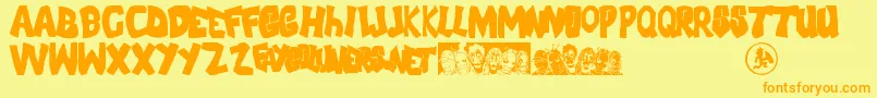 Czcionka FlhFont – pomarańczowe czcionki na żółtym tle