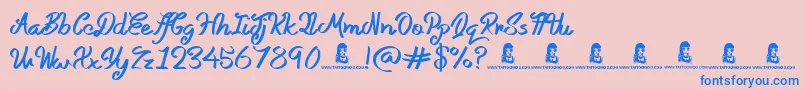 Queens Perfume Font – Blue Fonts on Pink Background