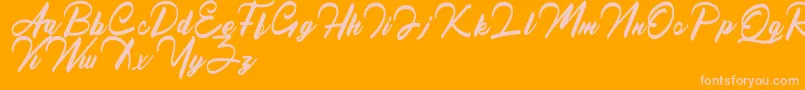 QueenslandFree-Schriftart – Rosa Schriften auf orangefarbenem Hintergrund