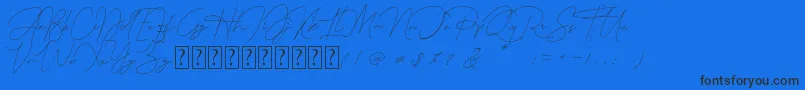 フォントQueenstown Signature – 黒い文字の青い背景