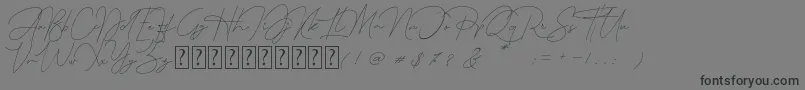 Queenstown Signature-Schriftart – Schwarze Schriften auf grauem Hintergrund