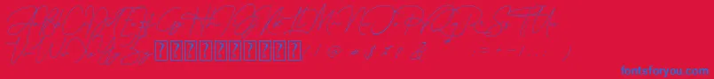 Queenstown Signature-Schriftart – Blaue Schriften auf rotem Hintergrund