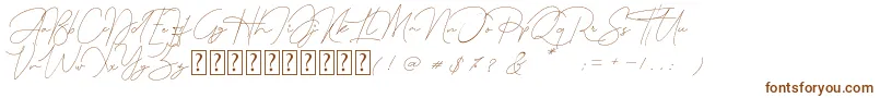 フォントQueenstown Signature – 白い背景に茶色のフォント