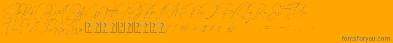 Queenstown Signature-Schriftart – Graue Schriften auf orangefarbenem Hintergrund