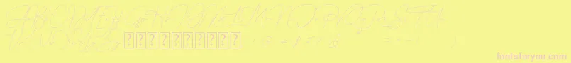Queenstown Signature-fontti – vaaleanpunaiset fontit keltaisella taustalla