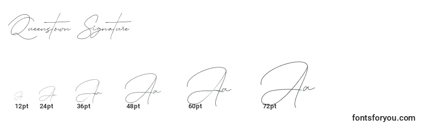 Размеры шрифта Queenstown Signature
