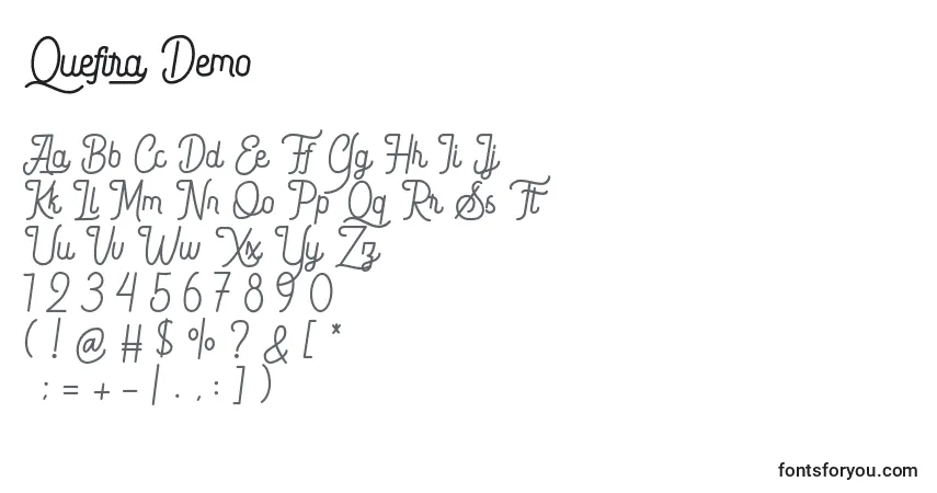 Czcionka Quefira Demo – alfabet, cyfry, specjalne znaki