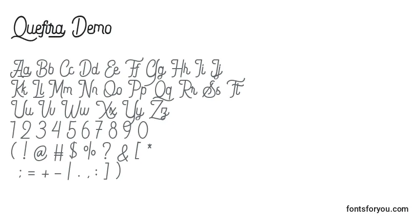 Schriftart Quefira Demo (137757) – Alphabet, Zahlen, spezielle Symbole