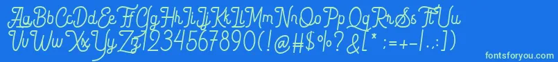 Quefira Demo Font – Green Fonts on Blue Background