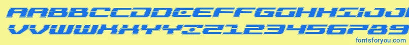 Troopersacadexpandital Font – Blue Fonts on Yellow Background