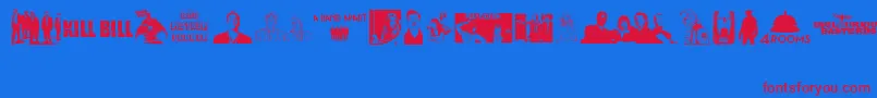 Quentin Tarantino-Schriftart – Rote Schriften auf blauem Hintergrund